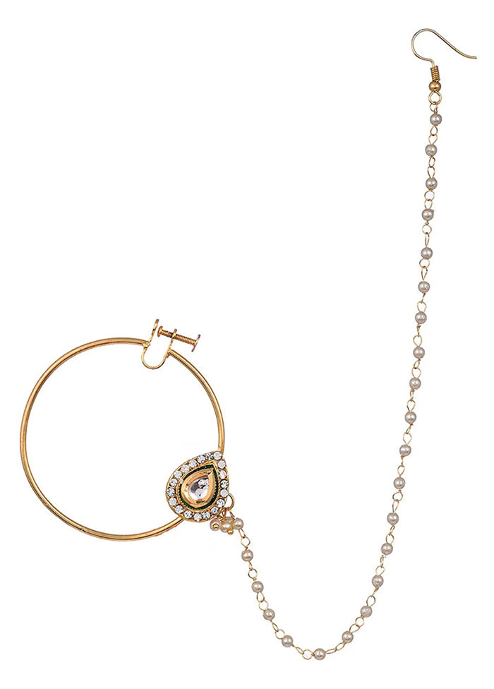 Gold Tone Kundan Nath With Pearls - Indian Silk House Agencies