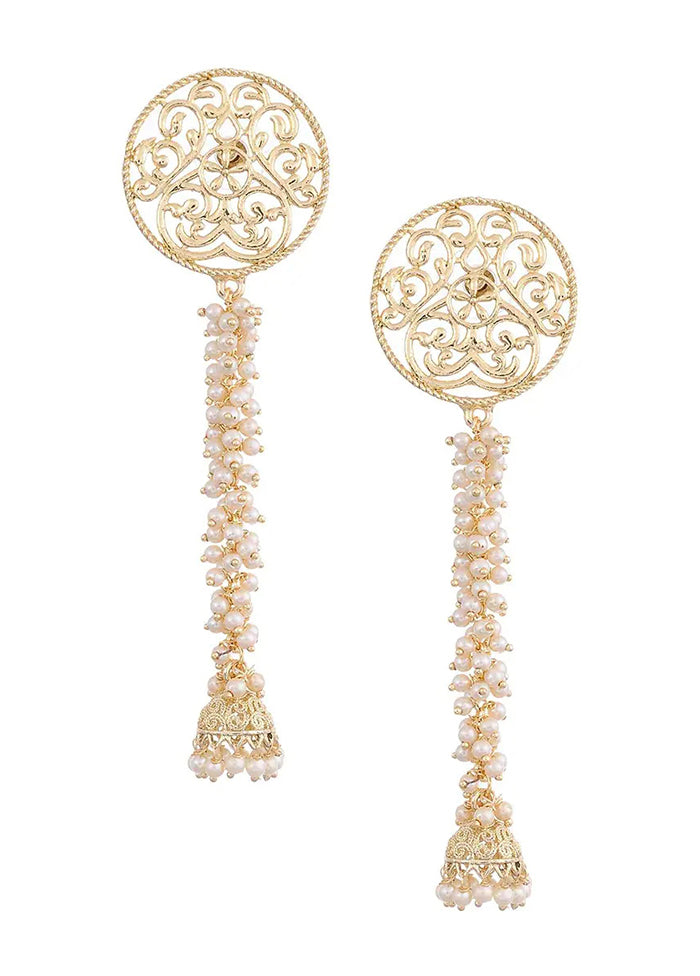 Gold Tone Handcrafted Earrings With Pearls - Indian Silk House Agencies