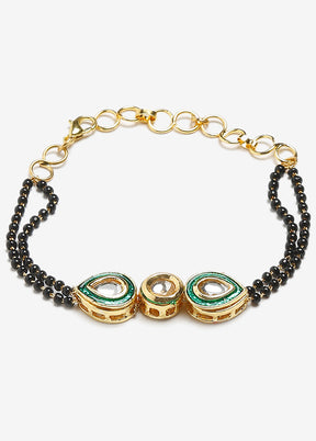 Gold Plated Kundan Mangalsutra Bracelet - Indian Silk House Agencies