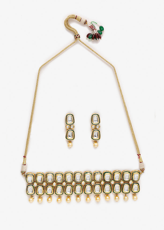 Meenakari Kundan Choker Necklace Set With Earrings - Indian Silk House Agencies