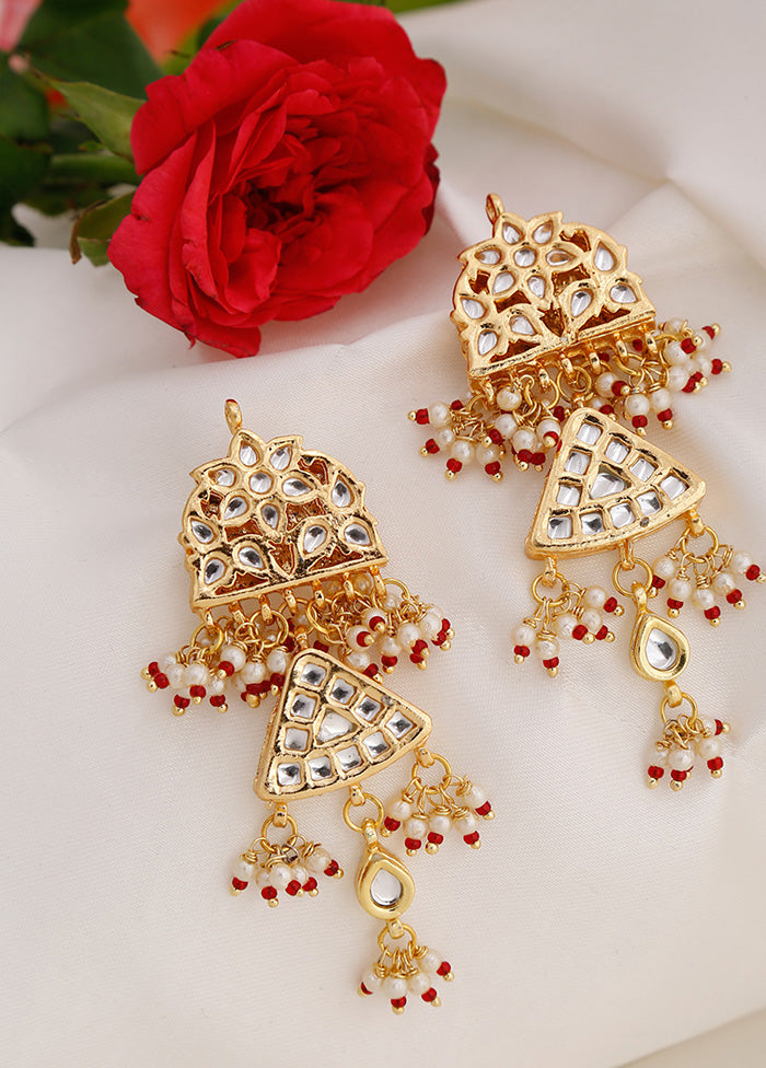Gold Plated Kundan Dangler Earrings - Indian Silk House Agencies