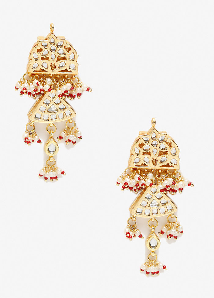 Gold Plated Kundan Dangler Earrings - Indian Silk House Agencies