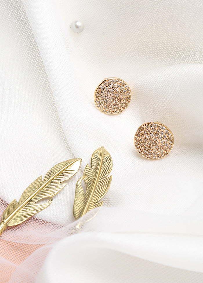 Rose Gold Plated Kundan Stud Earrings - Indian Silk House Agencies