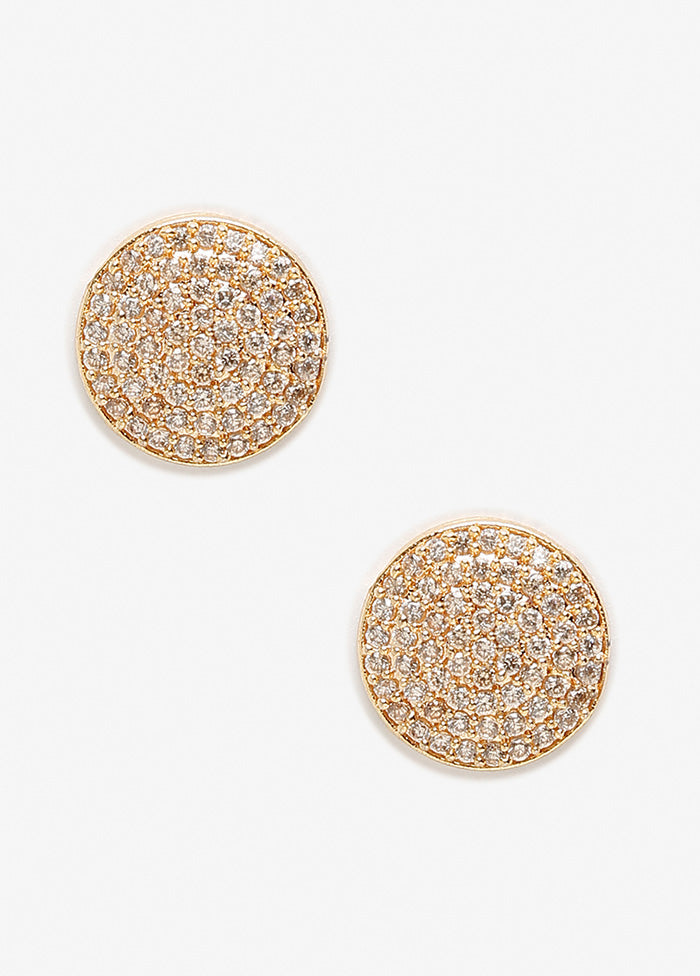 Rose Gold Plated Kundan Stud Earrings - Indian Silk House Agencies