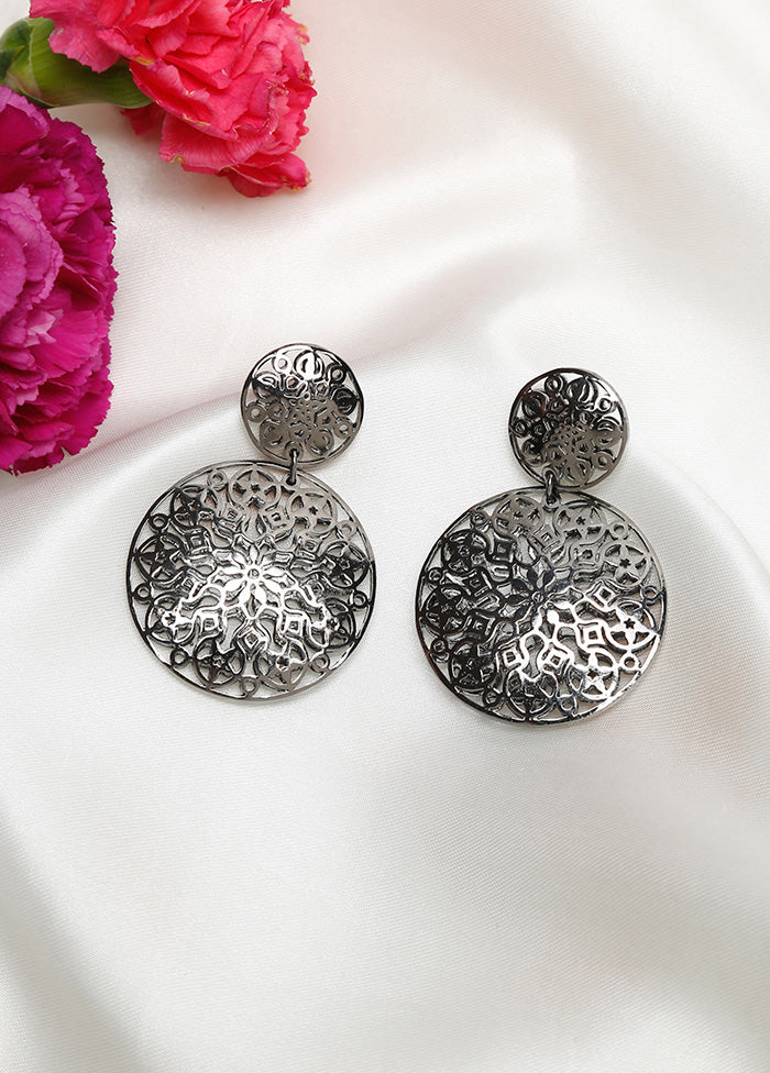 Silver Plated Kundan Dangler Earrings - Indian Silk House Agencies