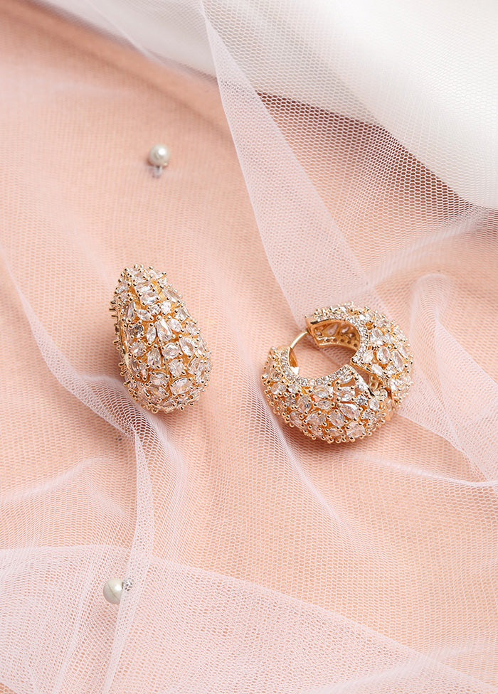 Rose Gold Plated Kundan Loop Earrings - Indian Silk House Agencies