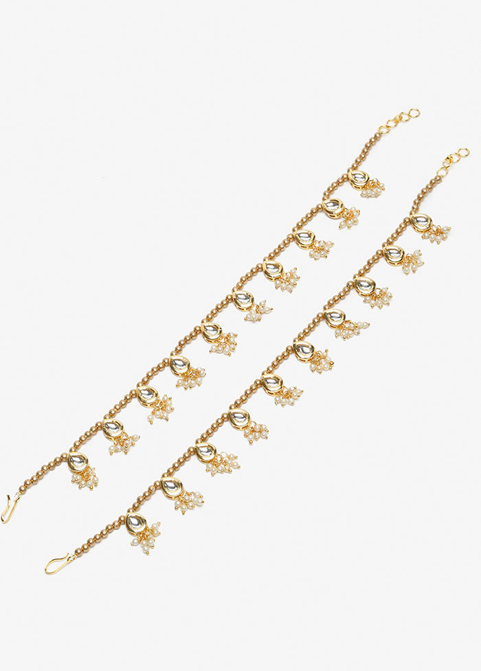 Pair Of Gold Beaded Anklets - Indian Silk House Agencies