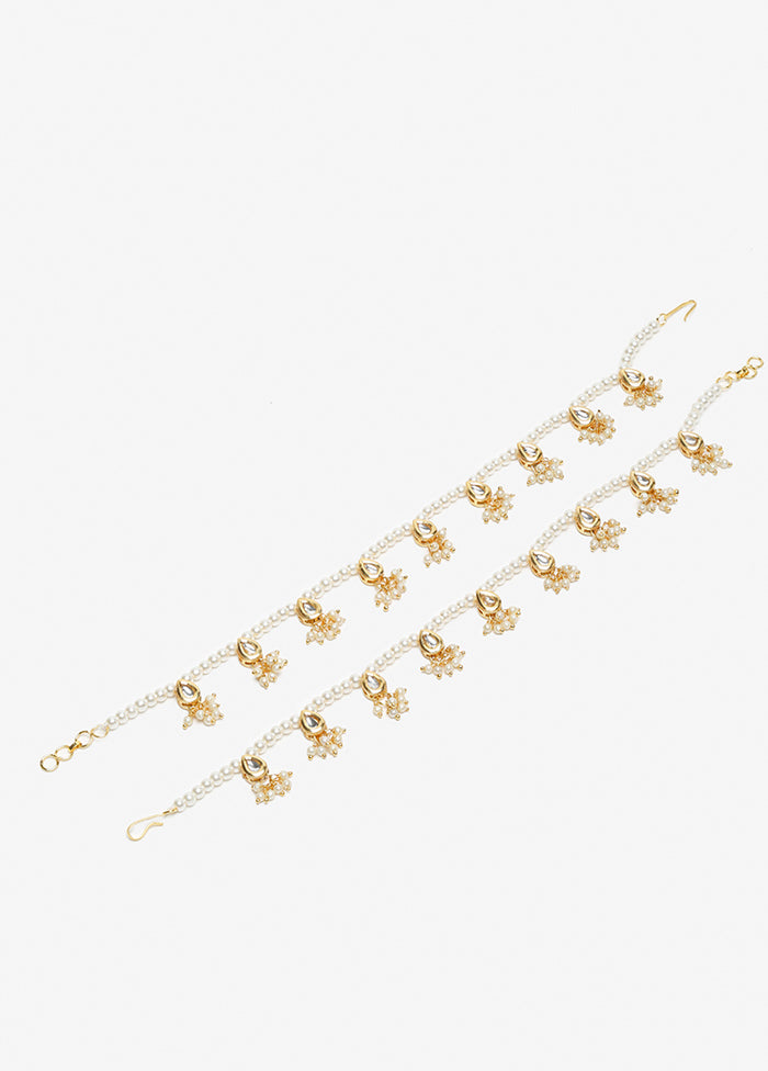Pair Of White Beaded Anklets - Indian Silk House Agencies