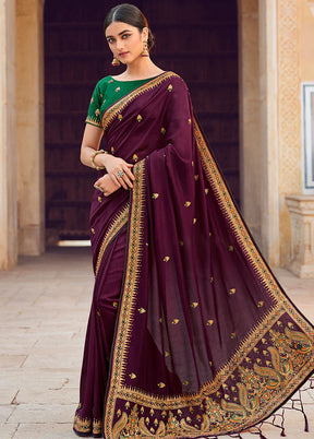 Purple Zari Woven Spun Silk Saree With Blouse Piece - Indian Silk House Agencies