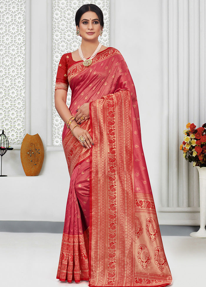 Pink Spun Silk Saree With Blouse Piece - Indian Silk House Agencies