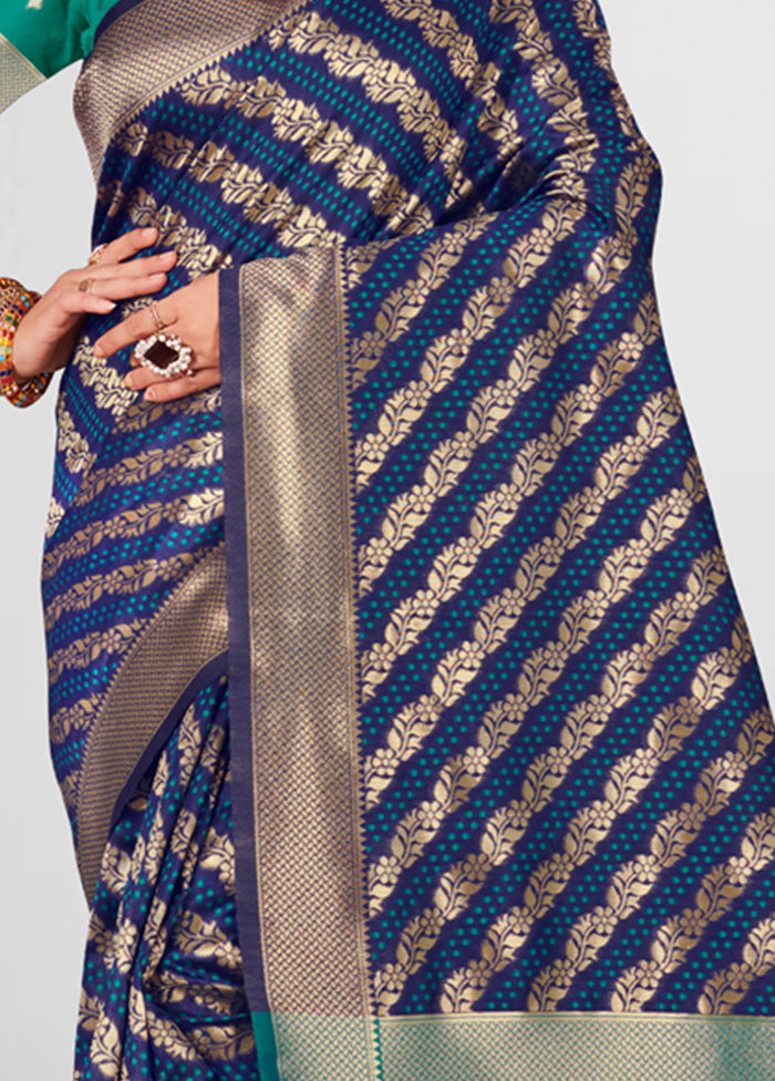 Navy Blue Spun Silk Saree With Blouse Piece - Indian Silk House Agencies