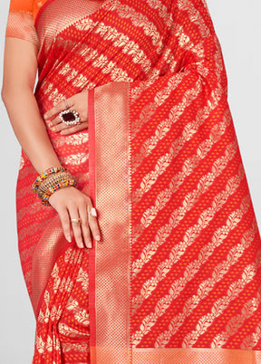 Red Spun Silk Saree With Blouse Piece - Indian Silk House Agencies