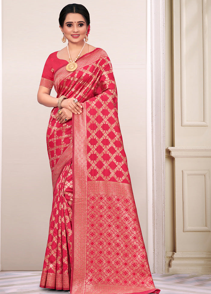 Pink Spun Silk Saree With Blouse Piece - Indian Silk House Agencies