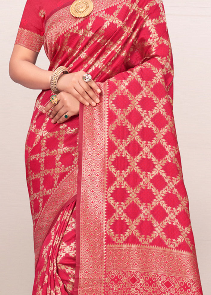 Pink Spun Silk Saree With Blouse Piece - Indian Silk House Agencies