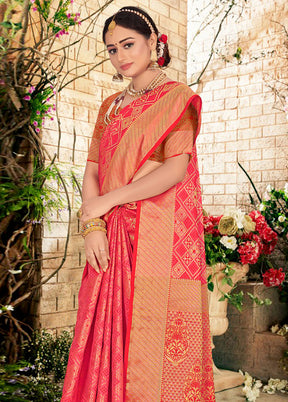 Pink Spun Silk Saree With Blouse Piece - Indian Silk House Agencies