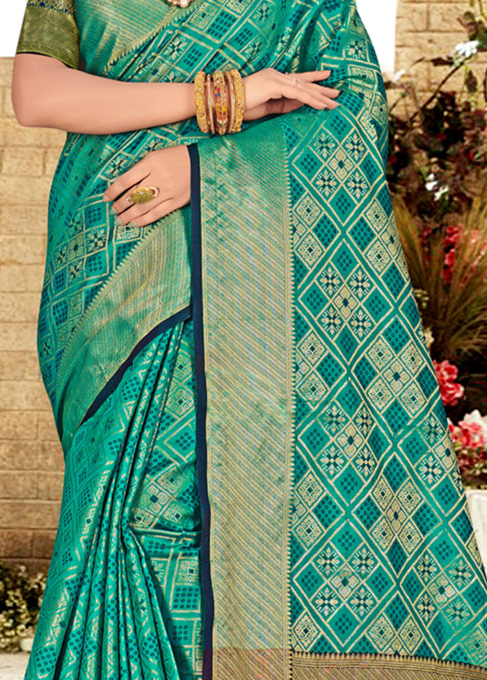 Sea Green Spun Silk Saree With Blouse Piece - Indian Silk House Agencies