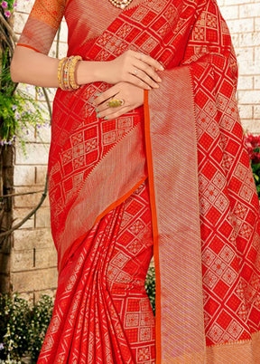 Red Spun Silk Saree With Blouse Piece - Indian Silk House Agencies