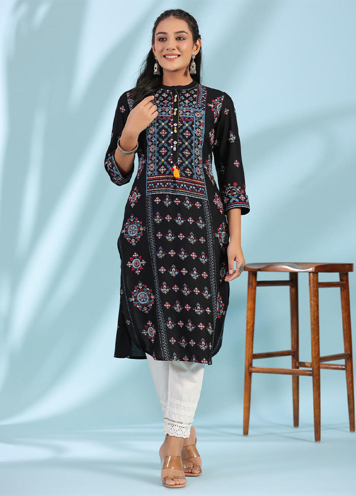 Black Readymade Rayon Kurti