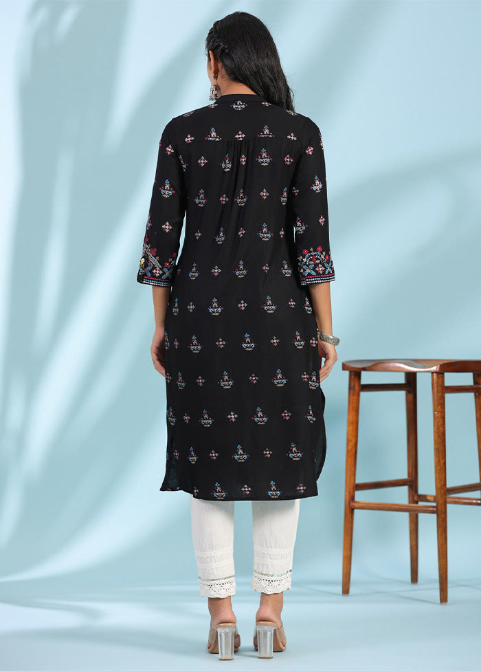 Black Readymade Rayon Kurti