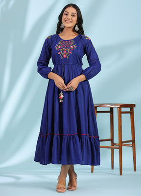 Indigo Readymade Cotton Indian Dress