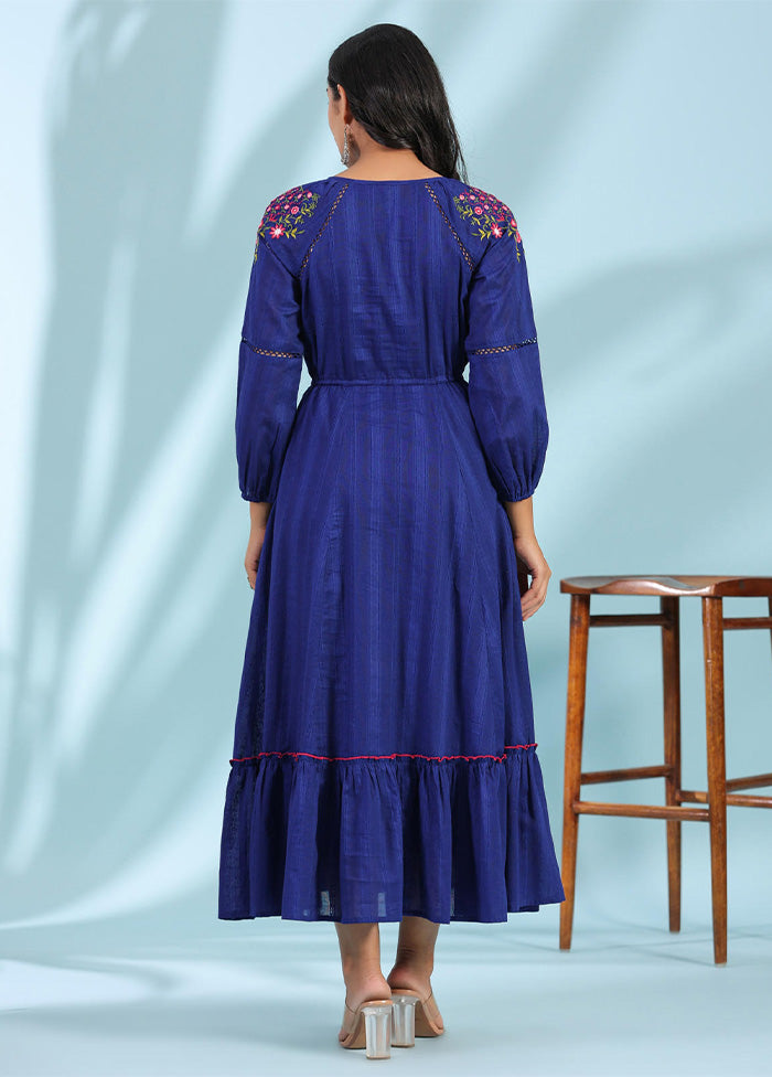 Indigo Readymade Cotton Indian Dress