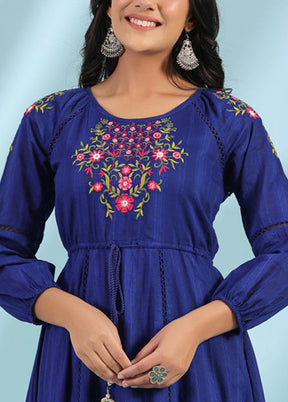 Indigo Readymade Cotton Indian Dress