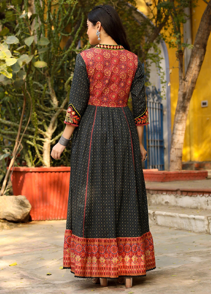 Black Readymade Cotton Indian Dress With Jacket