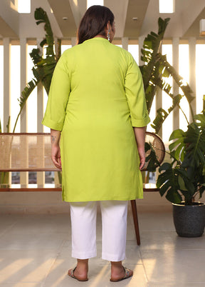 Green Readymade Rayon Kurti