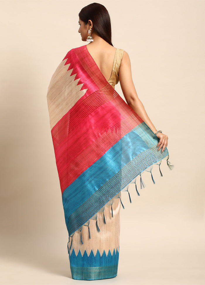 Rama Tussar Silk Saree With Blouse Piece