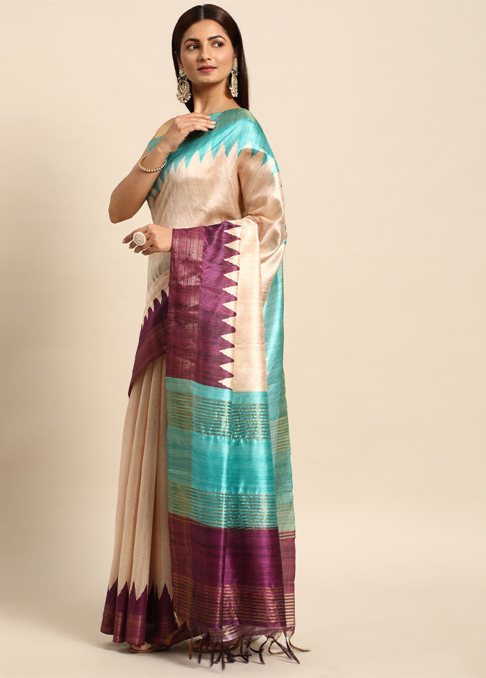 Wine Tussar Silk Saree With Blouse Piece