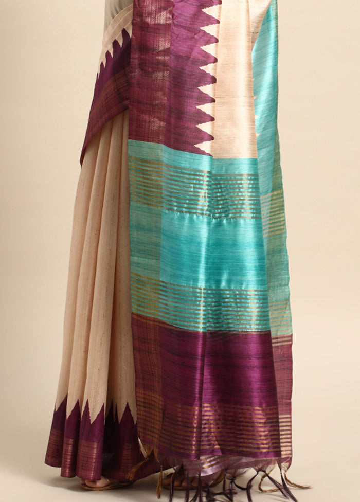 Wine Tussar Silk Saree With Blouse Piece