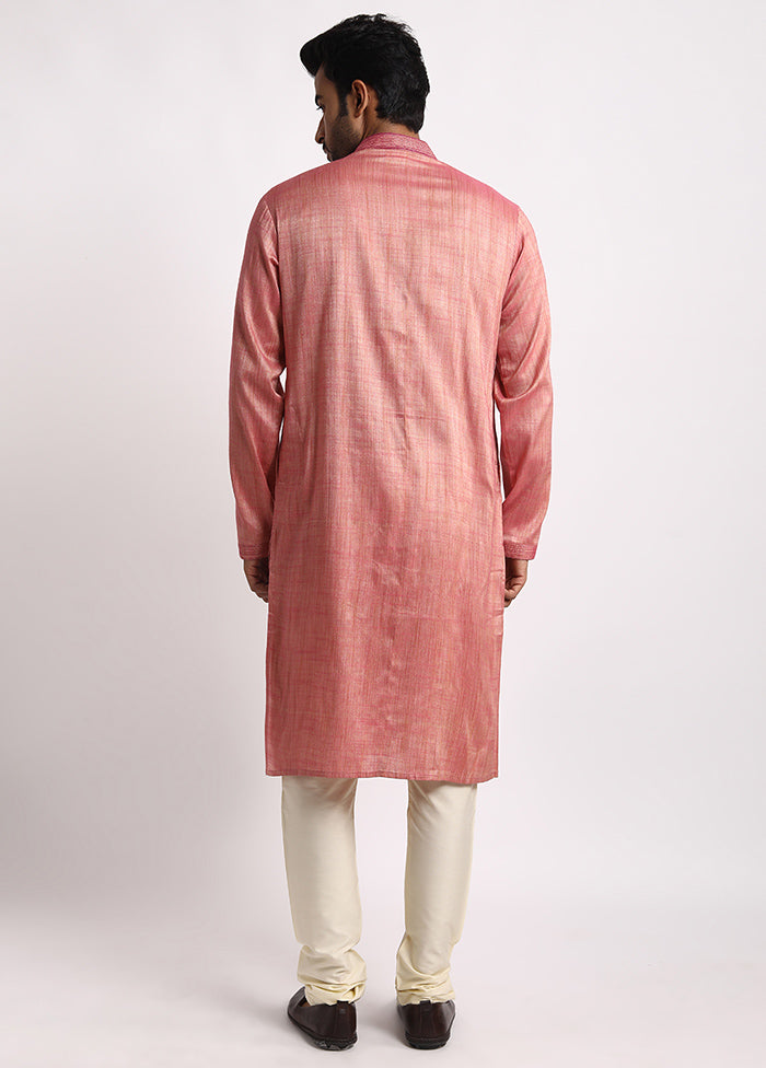 Purple Cotton Full Sleeves Mandarin Collar Long Kurta And Pajama Set - Indian Silk House Agencies