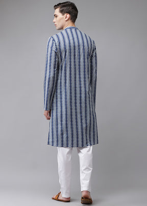 2 Pc Blue Printed Cotton Kurta Set VDVSD240617 - Indian Silk House Agencies