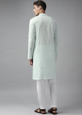 2 Pc White Pure Cotton Solid Kurta Set VDVSD240693 - Indian Silk House Agencies
