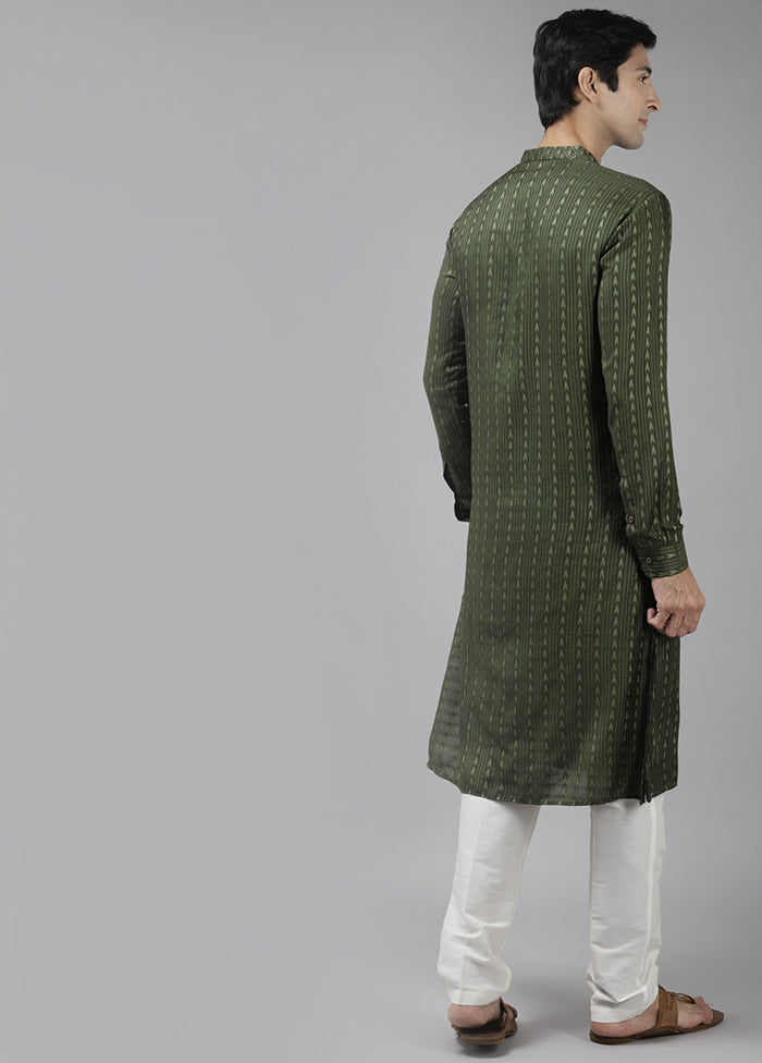 2 Pc Green Woven Silk Kurta Set VDVSD240678 - Indian Silk House Agencies