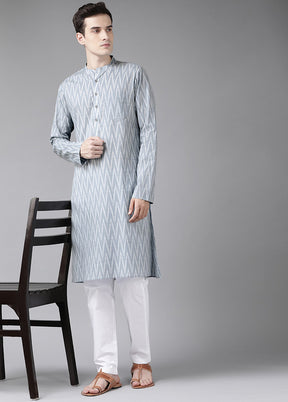 2 Pc Grey Printed Cotton Kurta Set VDVSD240636 - Indian Silk House Agencies