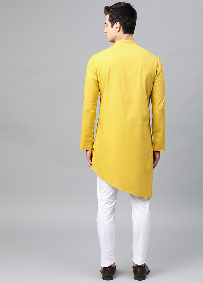 2 Pc Sunshine Yellow Solid Cotton Kurta Set VDVSD240593 - Indian Silk House Agencies
