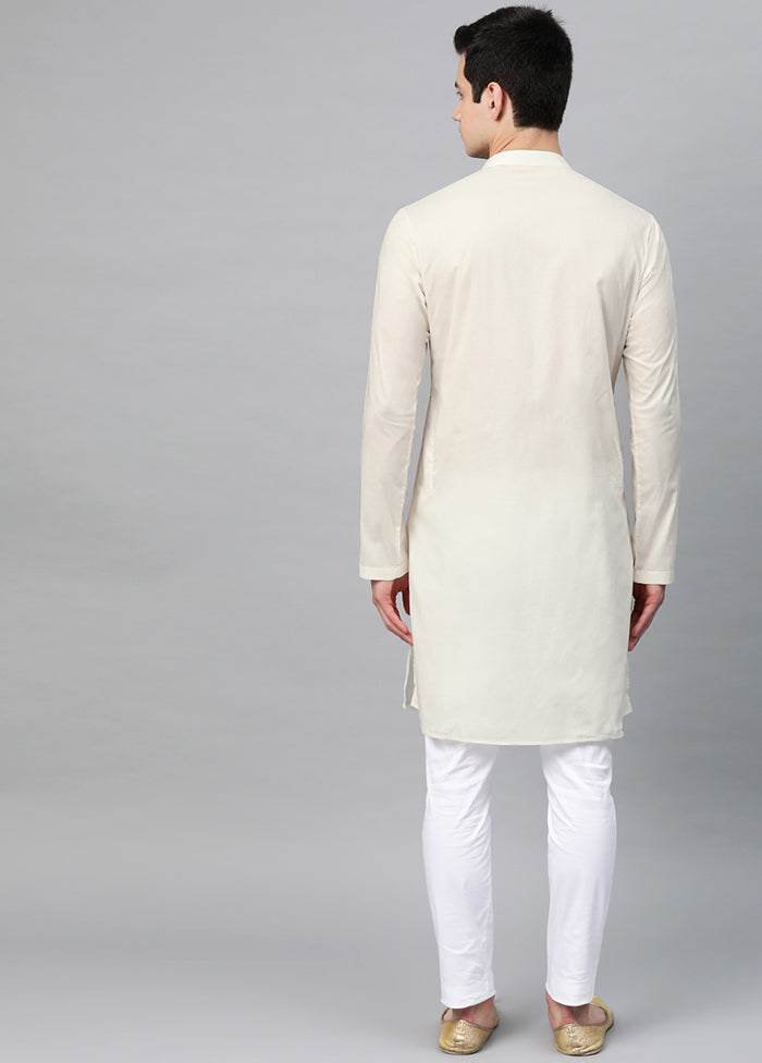 2 Pc Off White Embroidered Cotton Kurta Set VDVSD240607 - Indian Silk House Agencies