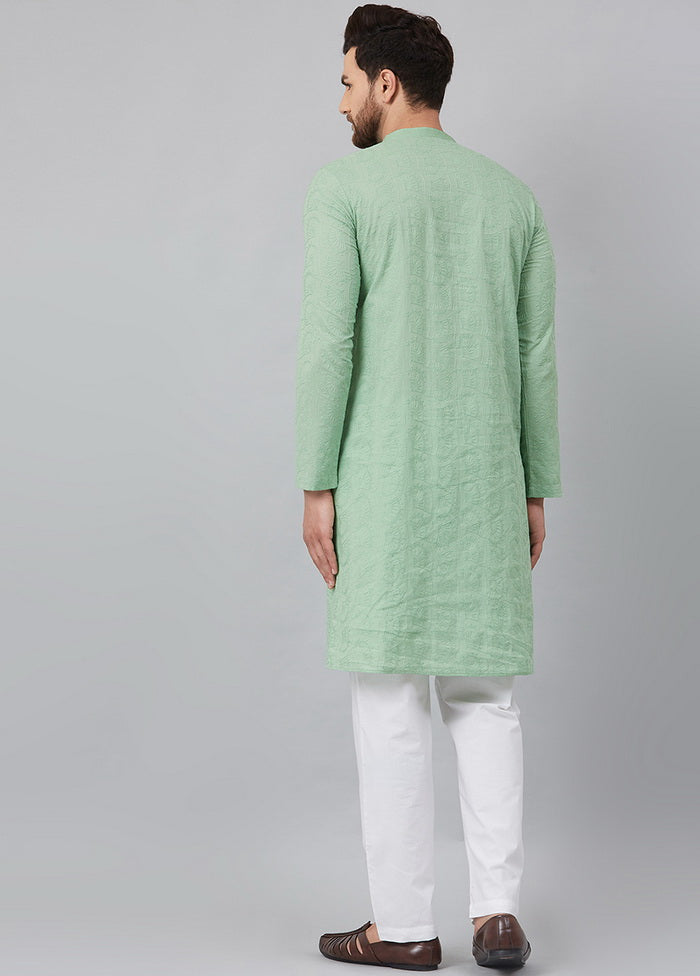 2 Pc Green Pure Cotton Kurta Pajama Set VDVSD200143
