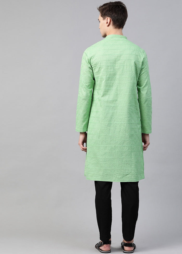 2 Pc Green Pure Cotton Kurta Pajama Set VDVSD200148 - Indian Silk House Agencies