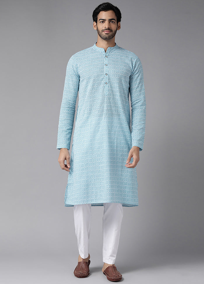 Blue Cotton Kurta And Pajama Set VDVSD1912273 - Indian Silk House Agencies