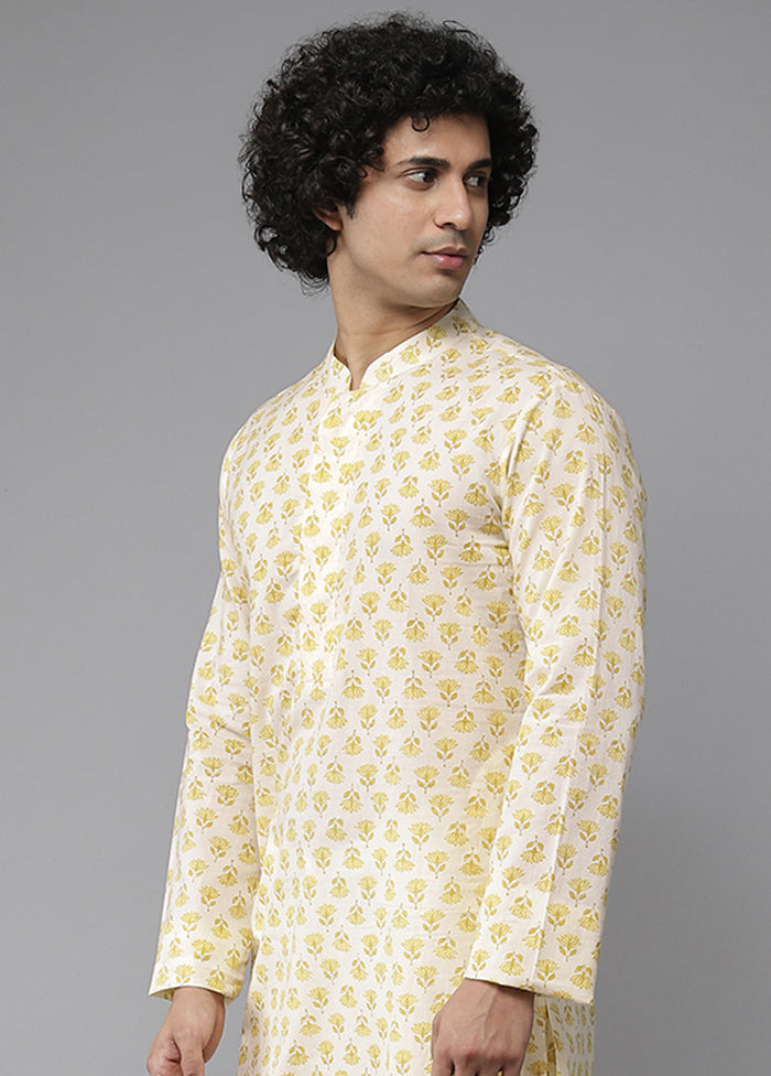 Yellow Cotton Kurta And Pajama Set VDVSD1912276 - Indian Silk House Agencies