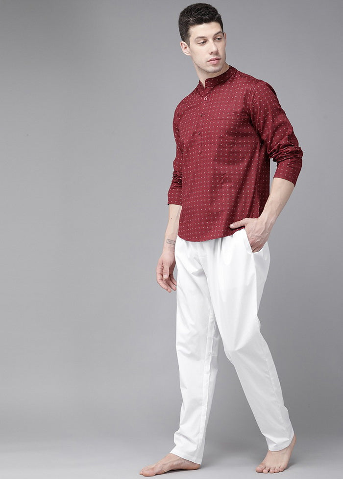 White Pure Cotton Trouser Style Pajama - Indian Silk House Agencies