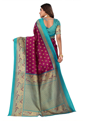 Purple Dupion Silk Saree With Blouse Piece