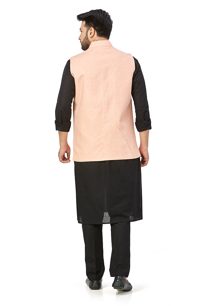 White Solid Kurta And Pajama Set With Jacket VDAC69277 - Indian Silk House Agencies