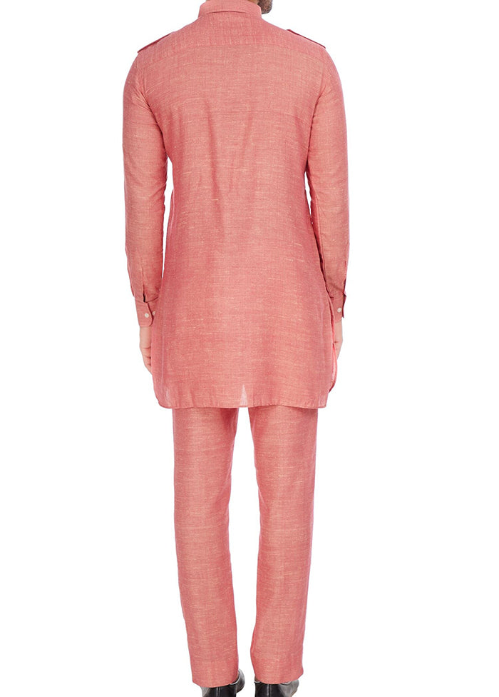 Pink Silk Kurta And Pajama Set VDSF1802359 - Indian Silk House Agencies