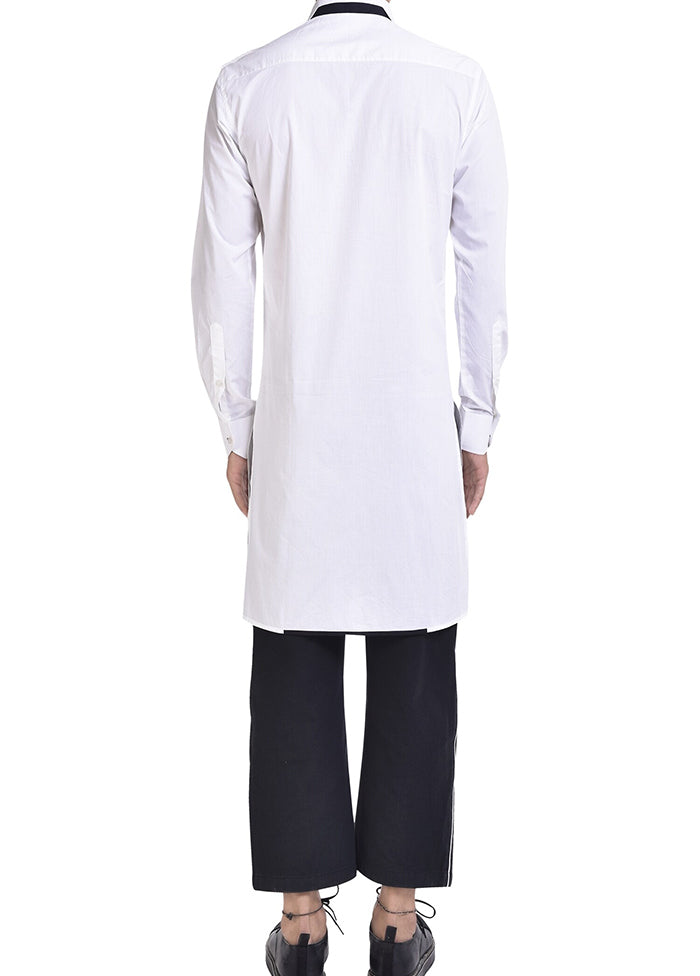 White Cotton Blend Kurta And Pajama Set VDSF1802360 - Indian Silk House Agencies