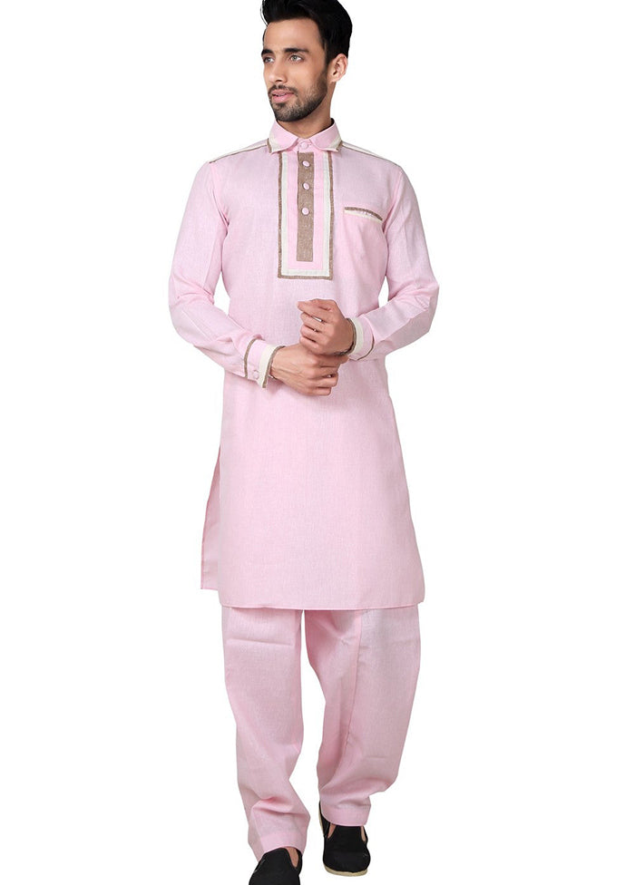 Pink Cotton Blend Kurta And Pajama Set VDSF1802374 - Indian Silk House Agencies