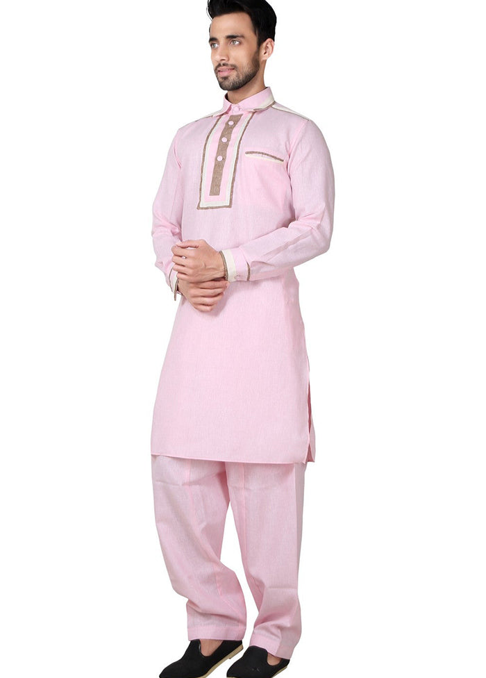 Pink Cotton Blend Kurta And Pajama Set VDSF1802374 - Indian Silk House Agencies