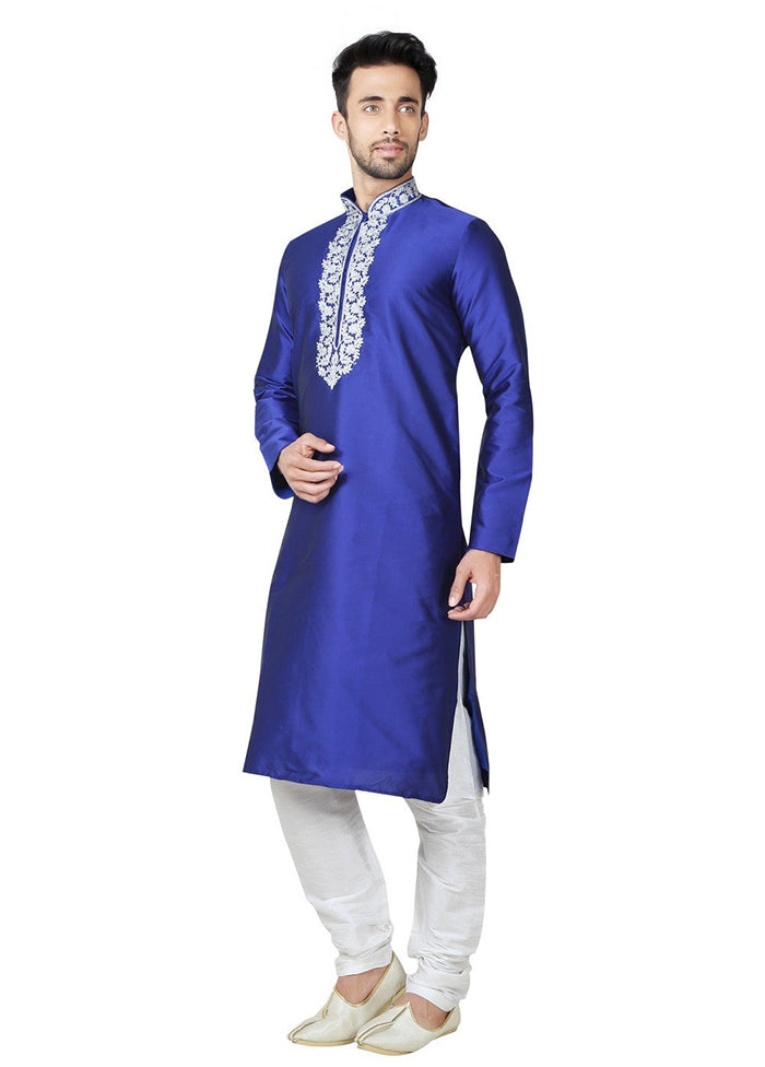 Royal Blue Tufetta Kurta And Pajama Set VDSF1802376 - Indian Silk House Agencies